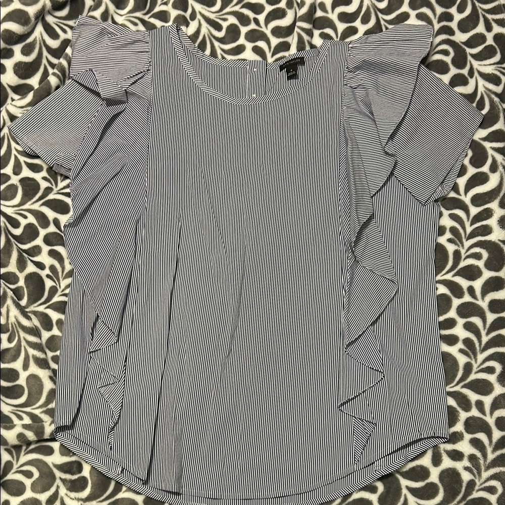 Striped Ruffle Sleeve Top